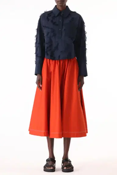 Jason Wu Collection LONG SLEEVE CROPPED COTTON FIL COUPE SHIRT | Thumbnail 2 Jason Wu Collection LONG SLEEVE CROPPED COTTON FIL COUPE SHIRT | Thumbnail 2