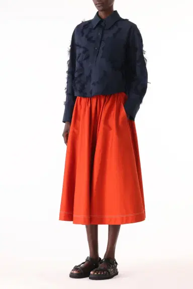 Jason Wu Collection LONG SLEEVE CROPPED COTTON FIL COUPE SHIRT | Thumbnail 3 Jason Wu Collection LONG SLEEVE CROPPED COTTON FIL COUPE SHIRT | Thumbnail 3