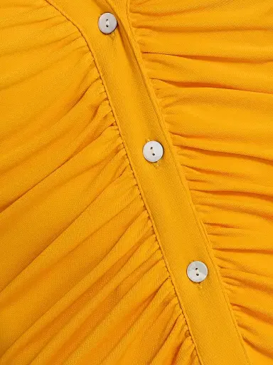 Cinq à Sept Women's Melinda Gathered Mini-Shirtdress - Saffron - Size 16 | Thumbnail 7 Cinq à Sept Women's Melinda Gathered Mini-Shirtdress - Saffron - Size 16 | Thumbnail 7