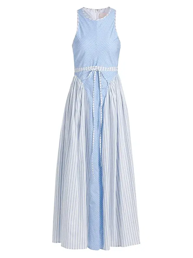 Women's Emin Striped Poplin Midi-Dress - Cornflower White