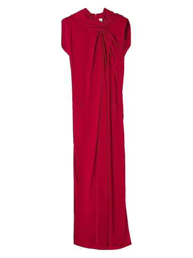 Lanvin Women's Long Knotted Dress in Satin - Red Anemone | Thumbnail 1
