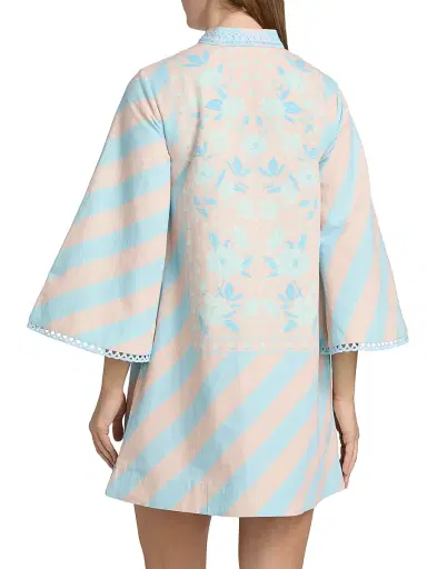 VERANDAH Women's Ammama Anj Striped Minidress - Ice Blue And Blush Magnolia - Size Large | Thumbnail 5 VERANDAH Women's Ammama Anj Striped Minidress - Ice Blue And Blush Magnolia - Size Large | Thumbnail 5