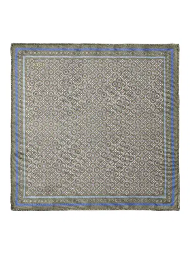 Eton Men's Medallion Double Print Silk Pocket Square | Thumbnail 2