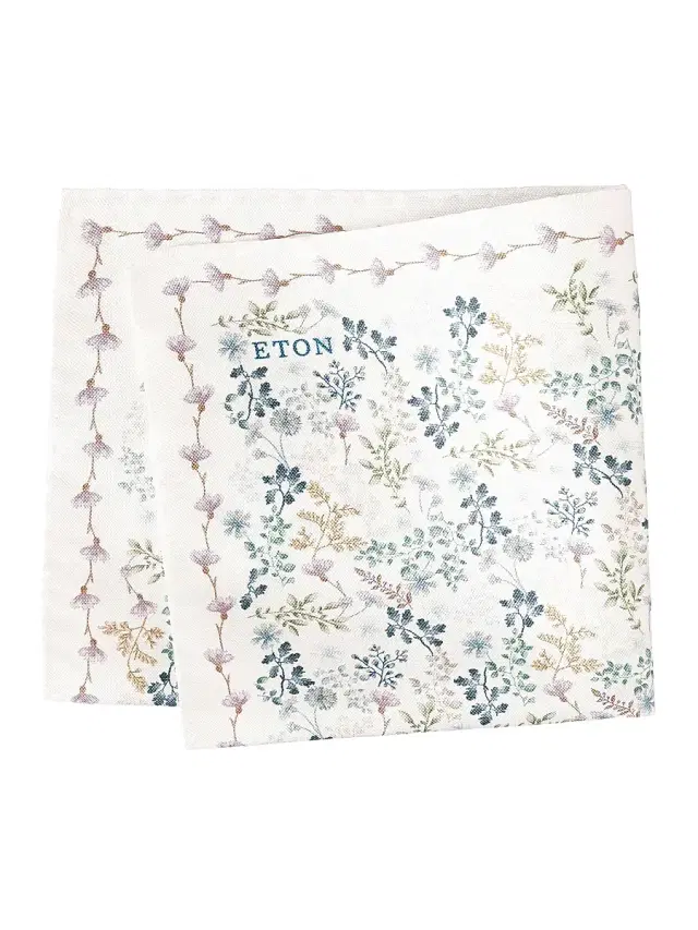 Eton Men's Botanical Print Silk Pocket Square