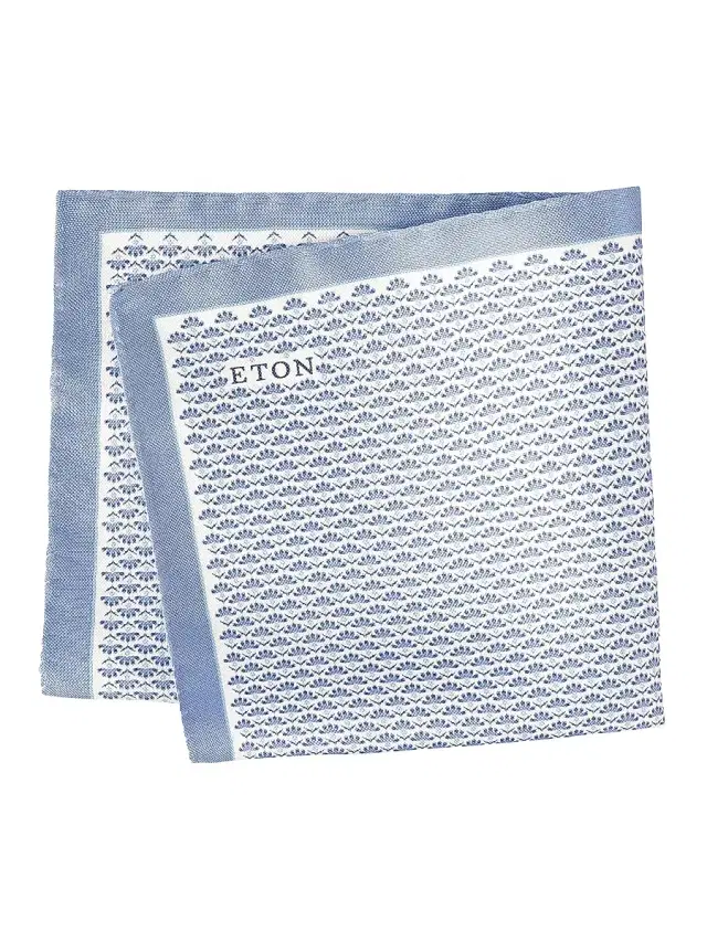 Eton Men's Floral Print Silk Pocket Square - Blue