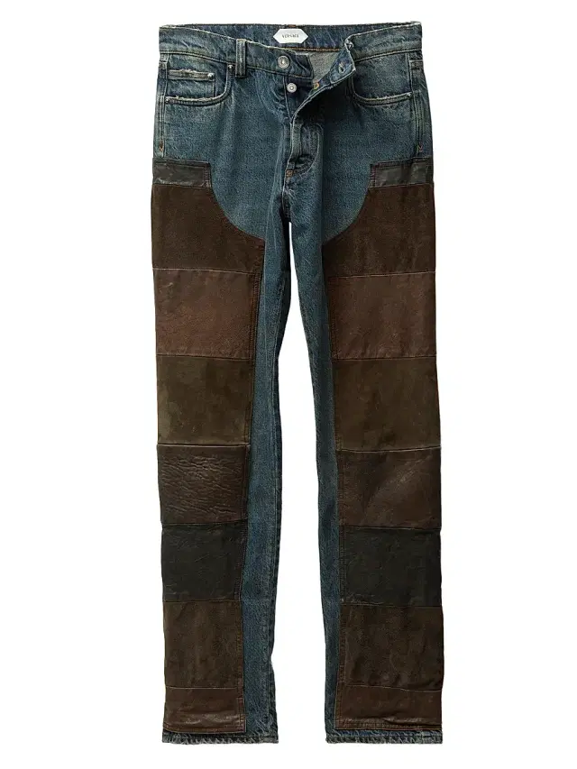 Versace Women's Patchwork Straight-Leg Leather Jeans - Multi Color