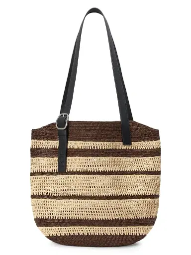 Loewe Men's x Paula's Ibiza Loop Basket Striped Raffia Tote Bag - Chocolate Natural | Thumbnail 6 Loewe Men's x Paula's Ibiza Loop Basket Striped Raffia Tote Bag - Chocolate Natural | Thumbnail 6