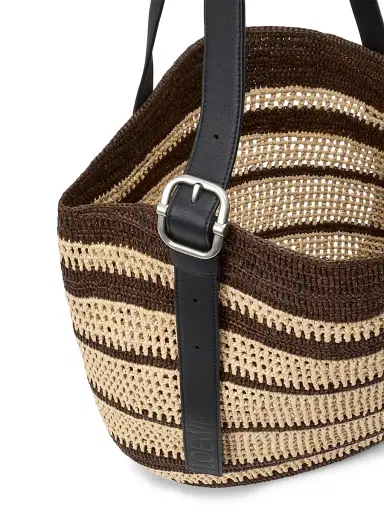 Loewe Men's x Paula's Ibiza Loop Basket Striped Raffia Tote Bag - Chocolate Natural | Thumbnail 7 Loewe Men's x Paula's Ibiza Loop Basket Striped Raffia Tote Bag - Chocolate Natural | Thumbnail 7