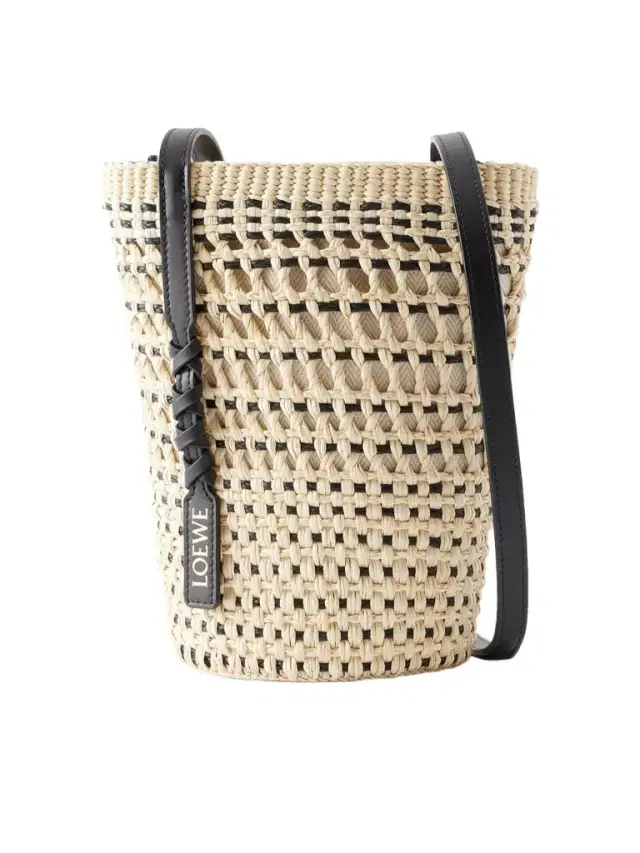 + Paula's Ibiza Braid Leather-trimmed Raffia Shoulder Bag