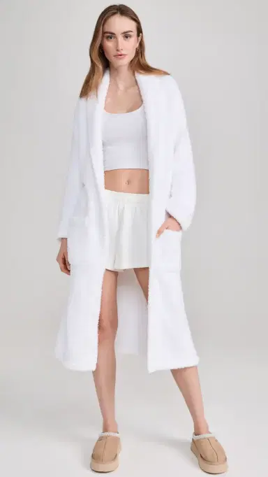 Barefoot Dreams CozyChic Adult Robe White | Thumbnail 5