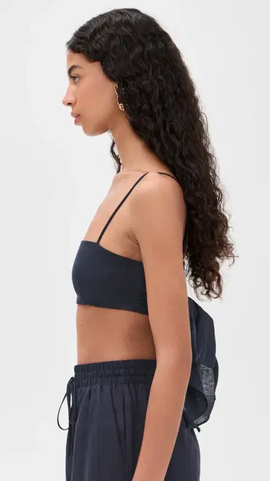 susana monaco Solid Linen Tie Back Top Midnight | Thumbnail 4 susana monaco Solid Linen Tie Back Top Midnight | Thumbnail 4
