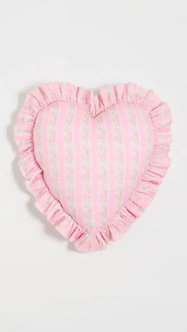 LoveShackFancy Forever In Love Ruffle Heart Pillow Strawberry Macaroon One Size | Thumbnail 2