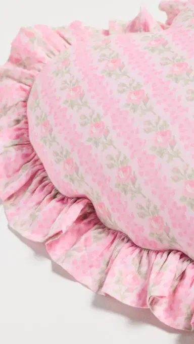 LoveShackFancy Forever In Love Ruffle Heart Pillow Strawberry Macaroon One Size | Thumbnail 4