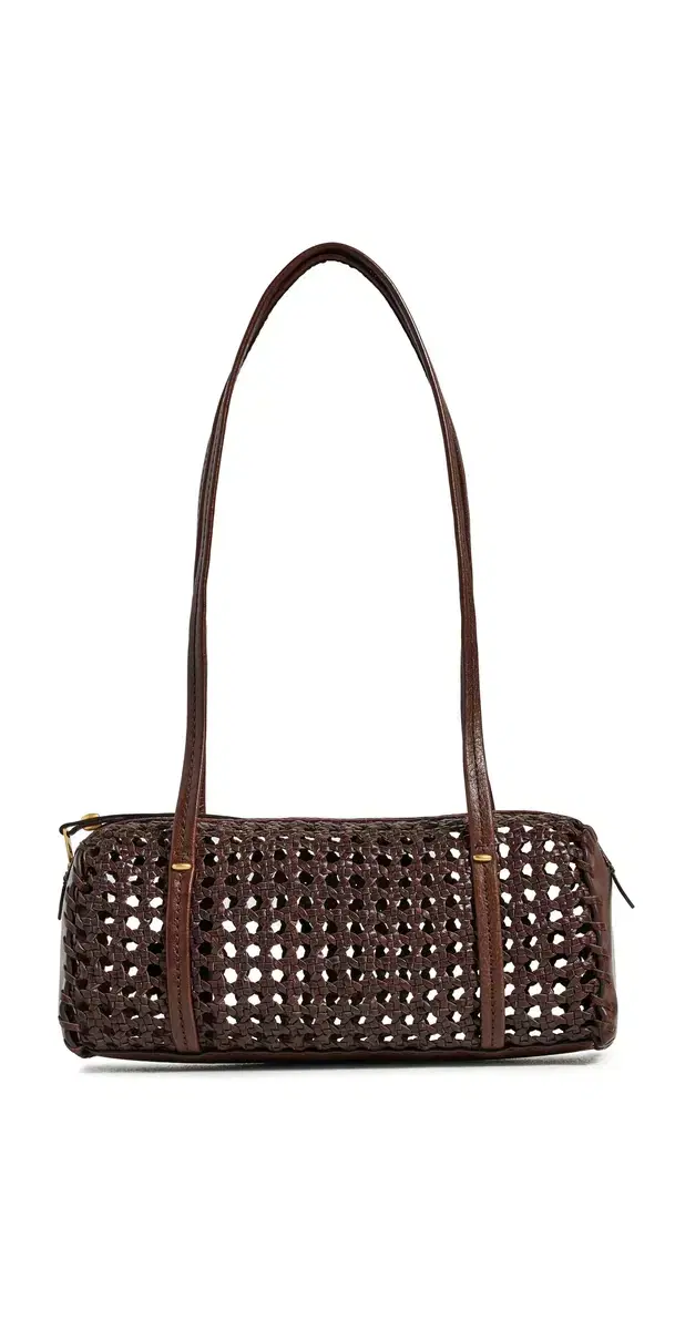 The Brioche Mini Shoulder Bag In Open Leather Cherry Wood One Size