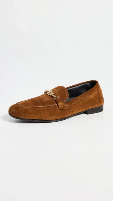 Versace Medusa Suede Loafers 1NG8V/Tobacco/ Gold 40 | Thumbnail 2