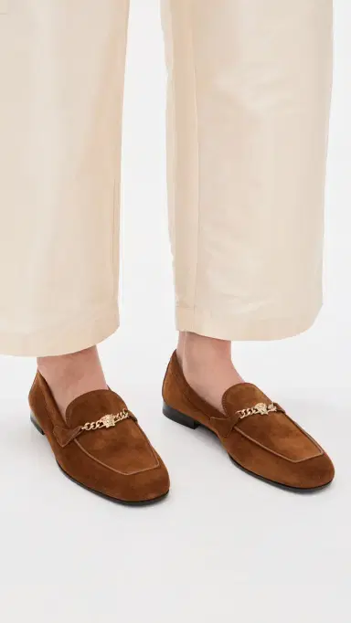 Versace Medusa Suede Loafers 1NG8V/Tobacco/ Gold 40 | Thumbnail 3