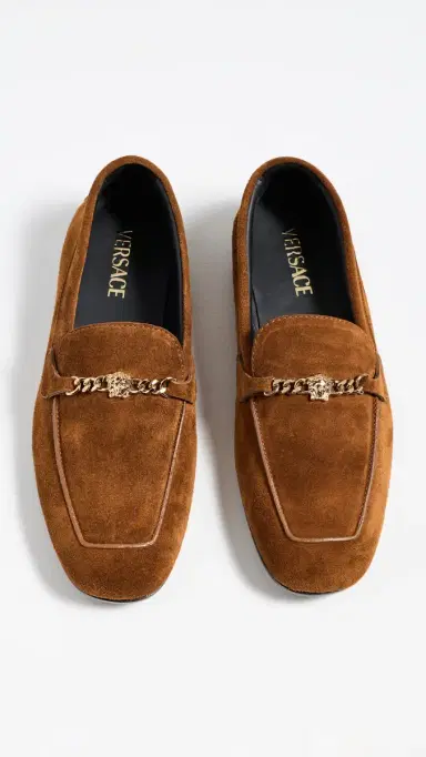 Versace Medusa Suede Loafers 1NG8V/Tobacco/ Gold 40 | Thumbnail 5