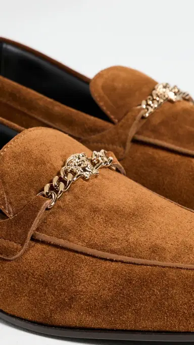 Versace Medusa Suede Loafers 1NG8V/Tobacco/ Gold 40 | Thumbnail 6