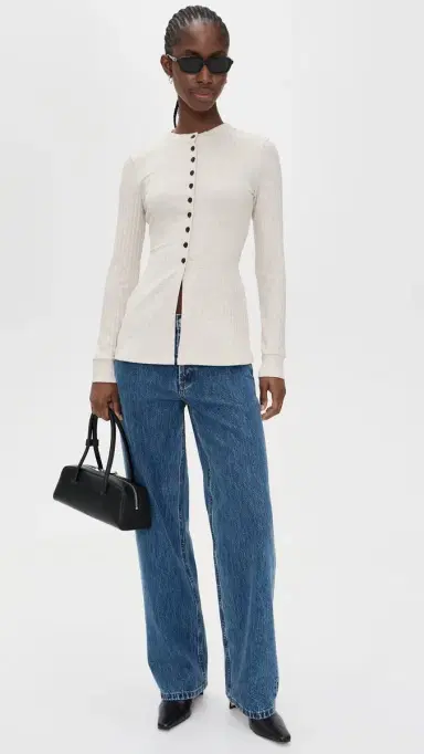 Aligne Daphne Ribbed Jersey Top Oatmeal Marl 8 | Thumbnail 5