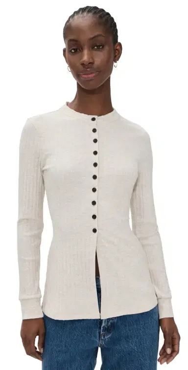 Aligne Daphne Ribbed Jersey Top Oatmeal Marl 8 | Thumbnail 1
