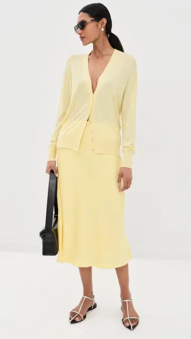 Jil Sander Satin Midi Skirt Pastel Yellow | Thumbnail 2 Jil Sander Satin Midi Skirt Pastel Yellow | Thumbnail 2
