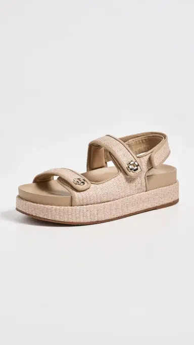 Larroudé Jetty Sandals Natural Raffia/Beige Leather 9 | Thumbnail 2