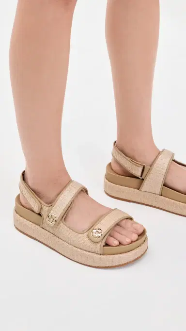 Larroudé Jetty Sandals Natural Raffia/Beige Leather 9 | Thumbnail 3