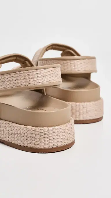 Larroudé Jetty Sandals Natural Raffia/Beige Leather 9 | Thumbnail 4