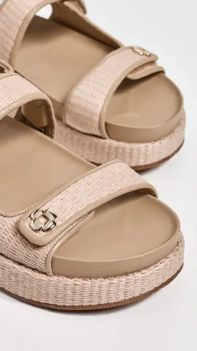 Larroudé Jetty Sandals Natural Raffia/Beige Leather 9 | Thumbnail 6