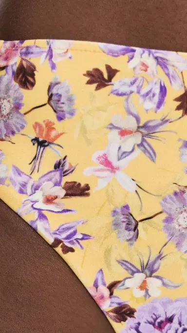 PatBO Peony Print Lycra High Waist Bikini Bottoms Yellow | Thumbnail 5