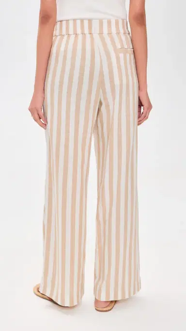 Marine Layer Allison Hemp Trousers Cream/Taupe Stripe | Thumbnail 3