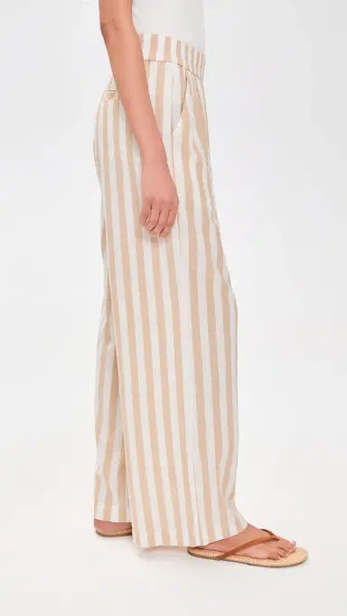 Marine Layer Allison Hemp Trousers Cream/Taupe Stripe | Thumbnail 4