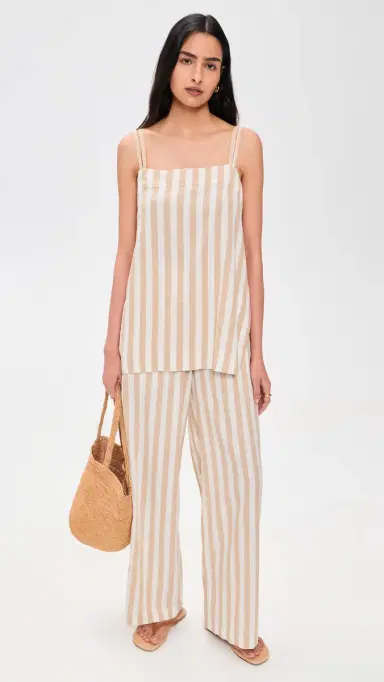 Marine Layer Allison Hemp Trousers Cream/Taupe Stripe | Thumbnail 5