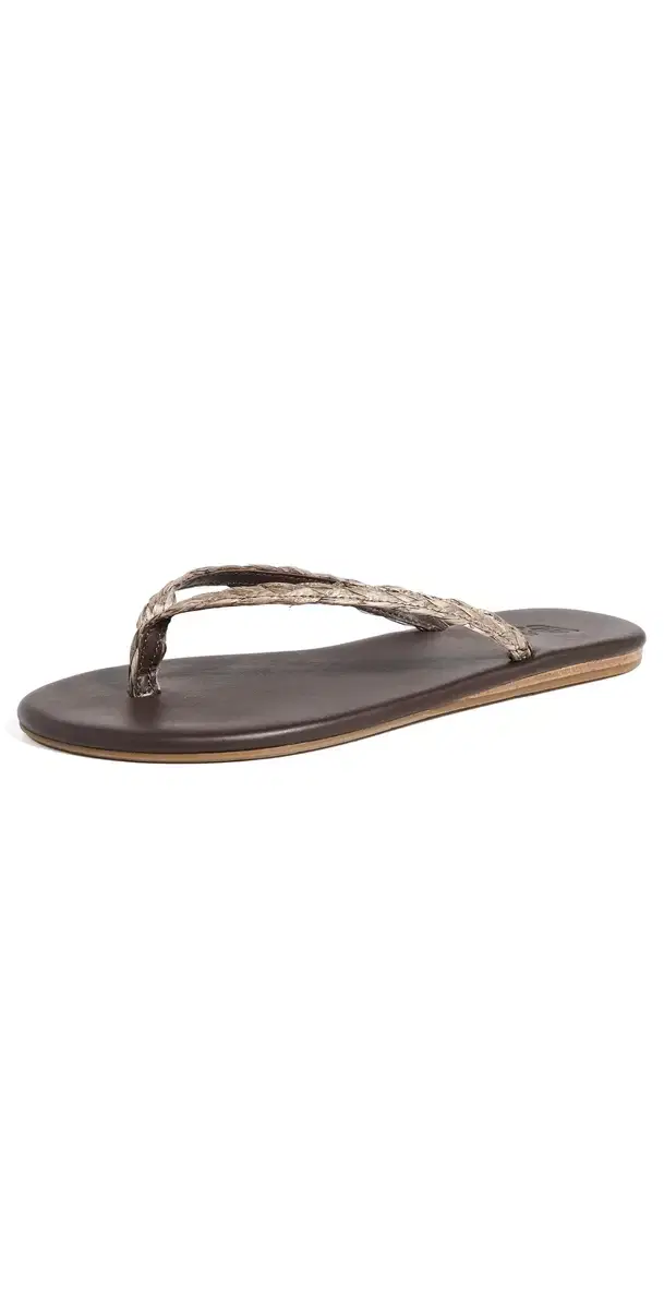 Ancient Greek Sandals Saionara Raffia Flip Flops Brown