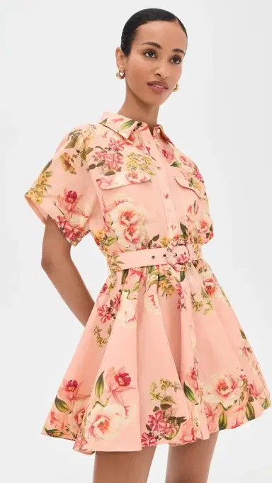 Hemant & Nandita Short Dress with Buckle Belt Peach | Thumbnail 2