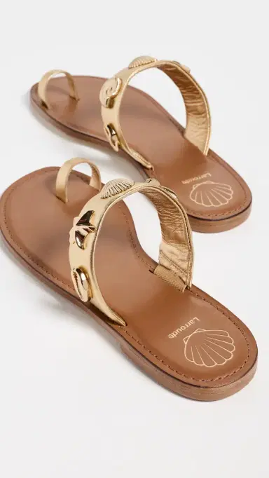 Larroudé Madison Sandals Gold metallic leather 9 | Thumbnail 4