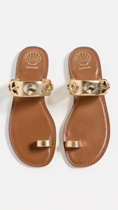 Larroudé Madison Sandals Gold metallic leather 9 | Thumbnail 5