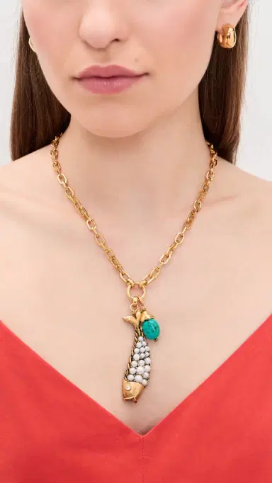 Elizabeth Cole Koira Necklace Turquoise One Size | Thumbnail 3