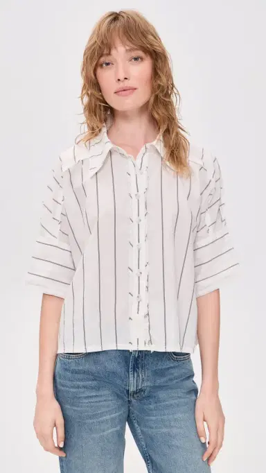 Free People easide tripe Button Down Shirt Combo | Thumbnail 2