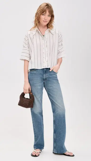 Free People easide tripe Button Down Shirt Combo | Thumbnail 5