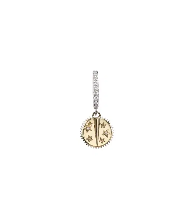 Foundrae Resilience Mini 18kt yellow and white gold single earring with diamonds