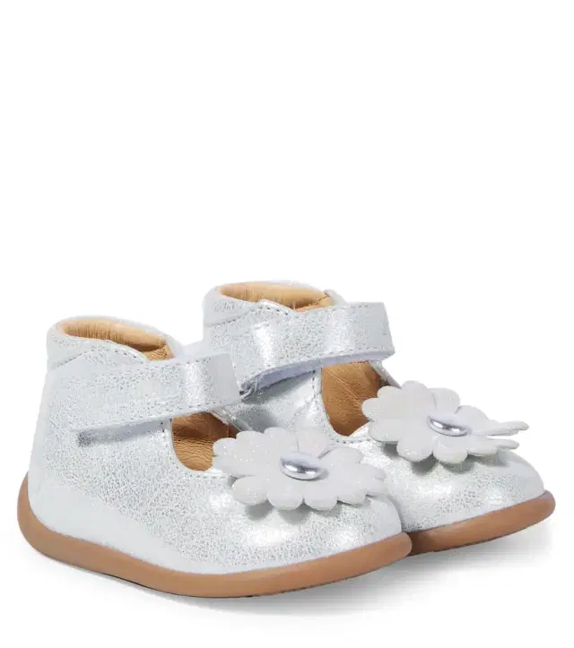 Pom d'Api Baby Stand-Up Daisy metallic leather booties