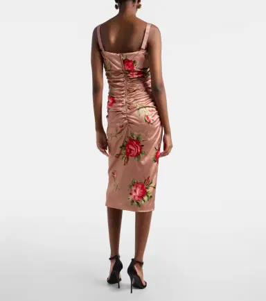 Dolce & Gabbana Floral satin midi dress | Thumbnail 4