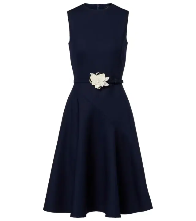 Oscar de la Renta Belted wool-blend midi dress