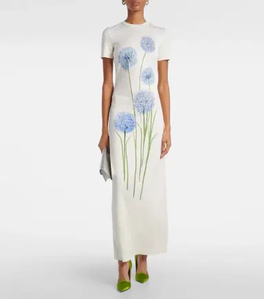 Oscar de la Renta Floral jersey cocktail dress | Thumbnail 2