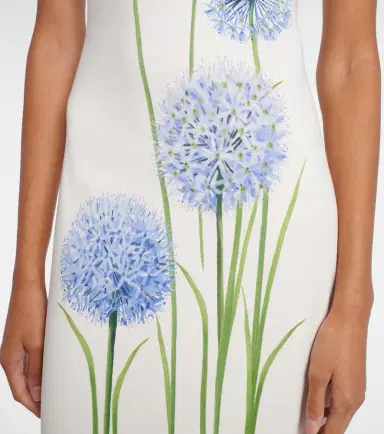 Oscar de la Renta Floral jersey cocktail dress | Thumbnail 4