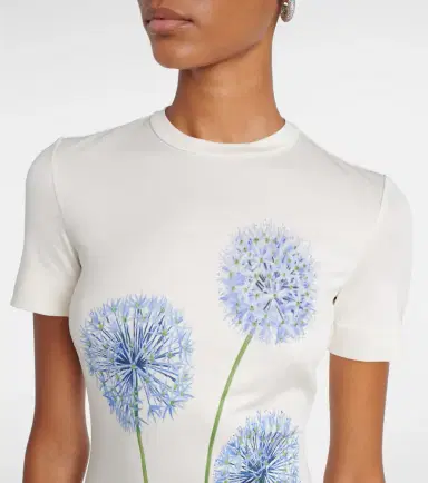 Oscar de la Renta Floral jersey cocktail dress | Thumbnail 6