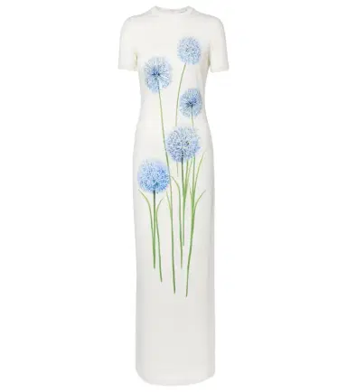 Oscar de la Renta Floral jersey cocktail dress | Thumbnail 1