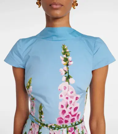Oscar de la Renta Floral cotton-blend poplin midi dress | Thumbnail 4 Oscar de la Renta Floral cotton-blend poplin midi dress | Thumbnail 4
