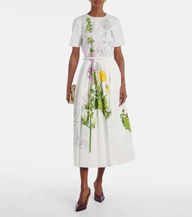 Oscar de la Renta Foxglove cotton-blend poplin midi dress | Thumbnail 2 Oscar de la Renta Foxglove cotton-blend poplin midi dress | Thumbnail 2